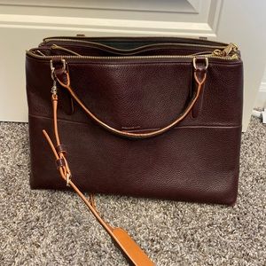 Coach Borough 32912 Edgepaint Oxblood Pebbled Leather Satchel D1493